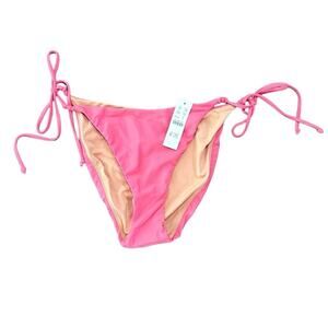 J Crew Curved-Waist Cheeky String Bikini Bottom With Beads Pink Women’s Large